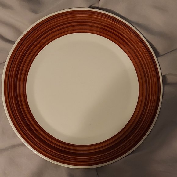 Walker China Dinner Plate With Dark Brown Rings - Picture 1 of 2